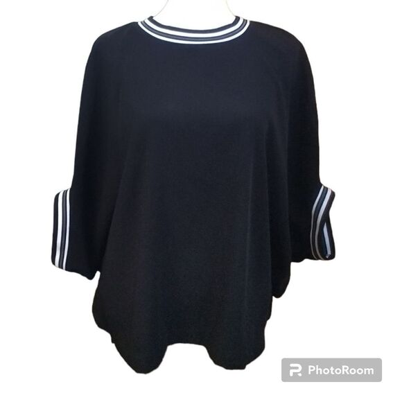 Peace of Cloth 2pc Set Dolman Sleeve Top & Pull On Track Pants Black White XS - Picture 3 of 10